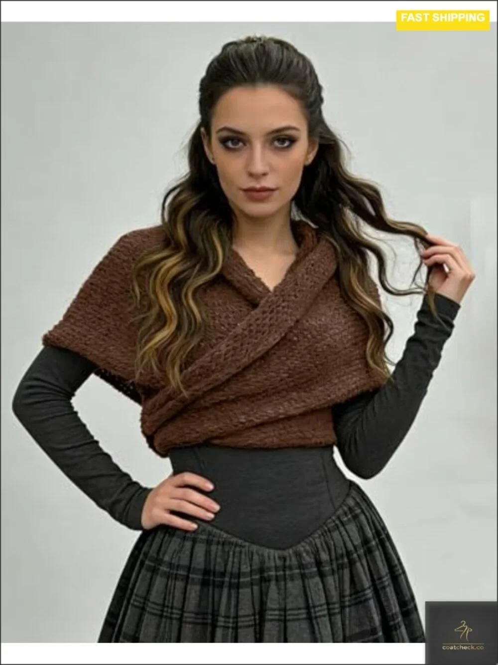 Women's Knitted Sontag Shawl Triangle Wrap Sweater Medieval Celtic